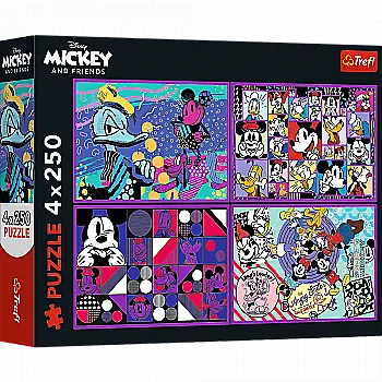 Пазлы "4x250" - Mickey&friends Серия приключений Микки, Trefl, 13308