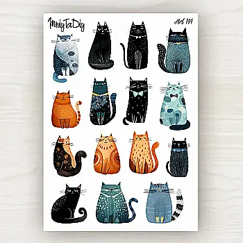 Стікер лист з наклейками MriyTaDiy, "Веселі котики-3", Art-144