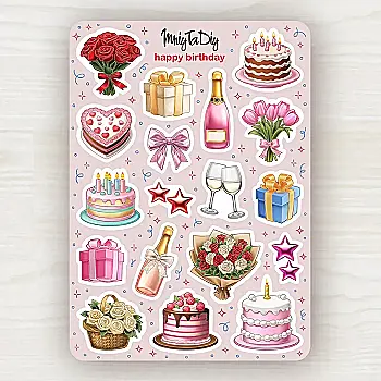 Стікер лист з наклейками MriyTaDiy, Happy birthday