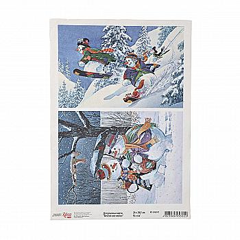 Карта декупажна "Веселі сніговики", А4, 21*29,7 Rosa Start