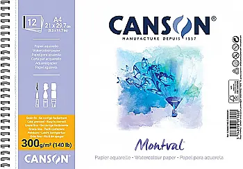Альбом для акварелі А4 12 арк. "MONTVAL" 300 г, натуральний білий, середнє зерно, Canson