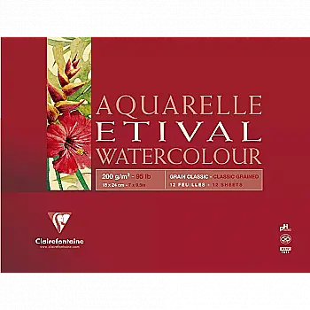 Склейка д/акварелі 18*24 см Etival Watercolors з 4-х сторін, 10 арк. (200г/м2), класич.зерно, 96377C