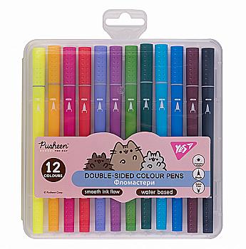 Фломастери двосторонні 12 кол. "Pusheen", 650573 Yes