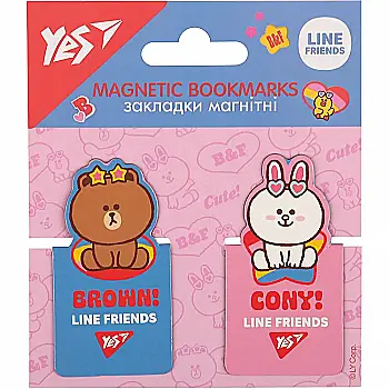 Закладки магнітні YES "Line Friends" висікання, 2 шт., 708399