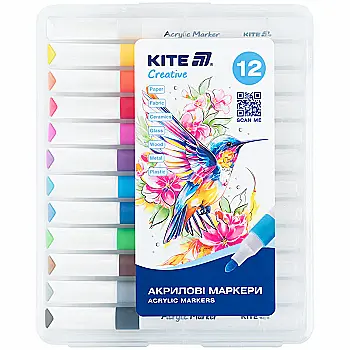 Маркери акрилові Jumbo, 12шт Kite Creative, K-1290