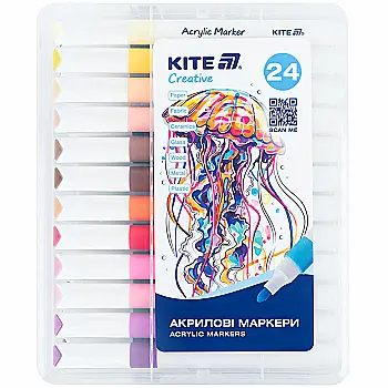 Маркери акрилові Jumbo, 24шт Kite Creative, K-1291