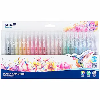 Ручки акрилові, набір 24шт Kite Creative, K-1296