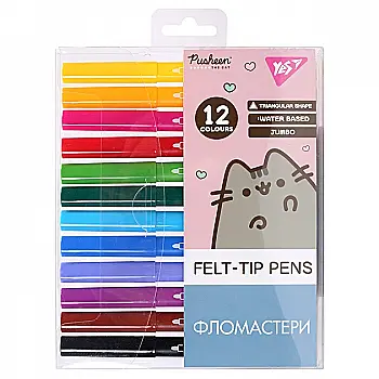 Фломастери Yes 12 кольорів Jumbo "Pusheen", 650589