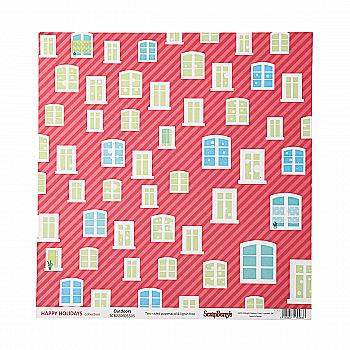 Папір для скрапбукінгу 30,5*30,5 см 180 гр/м двост. Зимові канікули. За вікном