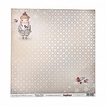 Папір для скрапбукінгу 30,5*30,5 см 180 гр/м двост. Одного разу взимку. Зима прийшла