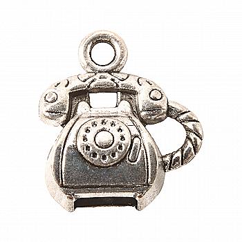 Набір металевих підвісок Ретро телефон 12*15 мм, 10шт