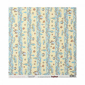 Папір д/скрапбукінгу 30,5*30,5 см 190 гр/м двосторон. Казки моря На дні морському