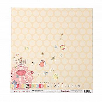 Папір для скрапбукінгу 30,5*30,5 см 180 гр/м двост. З Днем Народження! Свято дитинства