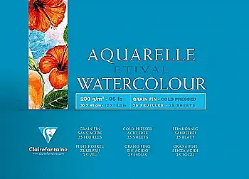 Склейка д/акварелі 24*30 см Watercolors з 4-х сторін (холодн. прес), 25арк. (200г/м2), целюл, 96454C
