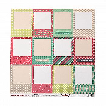 Папір для скрапбукінгу 30,5*30,5 см 180 гр/м двост. Зимові канікули. Рамка