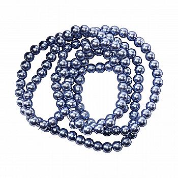 Намистини cкляні перлинні A050-A01-Ball-B1, 6 мм, D146-синьо-фіолетовий