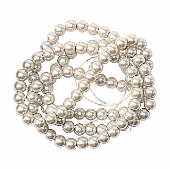 Намистини cкляні перлинні A050-A01-Ball-B1, 8 мм, D050-світло-сірий