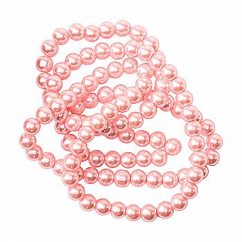 Намистини cкляні перлинні A050-A01-Ball-B1, 8 мм, D064-світло-рожевий