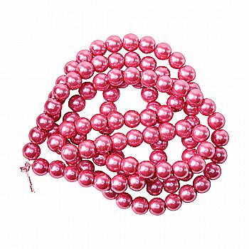 Намистини cкляні перлинні A050-A01-Ball-B1, 8 мм, D066-яскраво-рожевий