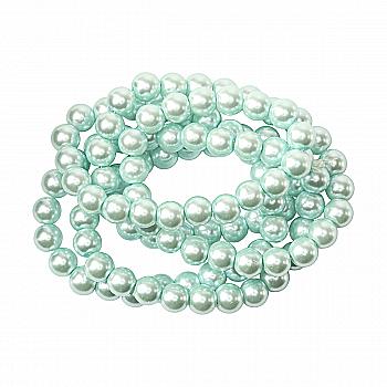 Намистини cкляні перлинні A050-A01-Ball-B1, 8 мм, D135-аквамариновий