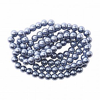 Намистини cкляні перлинні A050-A01-Ball-B1, 8 мм, D146-синьо-фіолетовий
