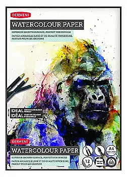 Склейка для акварели А4, 12 л, белая гладкая бумага, Derwent