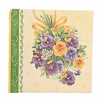 Декупажні серветки "Віоли. Букет", 33*33 см, МАКІ