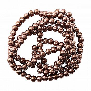 Бусины стеклянные жемчужные A050-A01-Ball-B1, 6 мм, D038-коричневый
