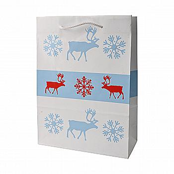 Пакет з ручками "Ecobag" 240*100*320 біл. ламіновані 150, "Скандинавські Олені"