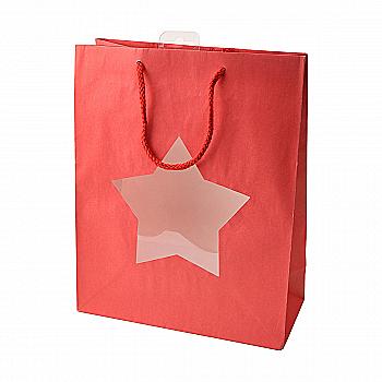 Пакет подарунковий папер. Kraft "Seasons Greetings - Вікно "Зірка" L 26*12*32,4 см, BG-06112-L