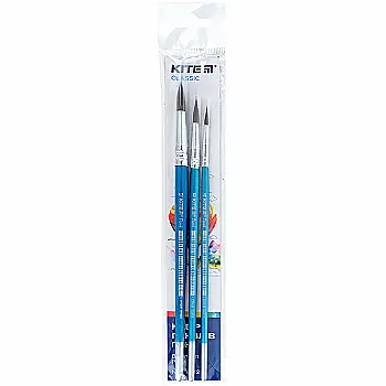 Набор из 3-х кистей пони круглый 4, 8, 12, K-344, Kite Classic