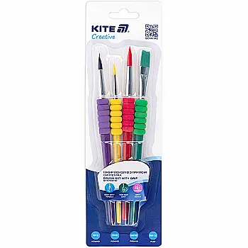 Набор из 4-х кистей с гриппом синтетика, K-334-1, Kite Creative