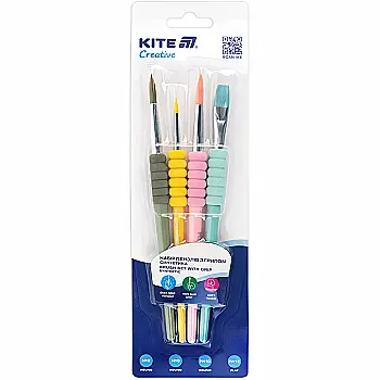 Набор из 4-х кистей с гриппом синтетика, K-334-2, Kite Creative