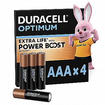 Батарейка DURACELL LR03 KPD 04*10 Optimum AAA (4 шт/бл.) цена указ. за бл.