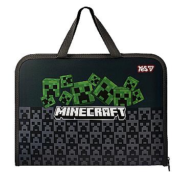 Папка-портфель Yes FC "Minecraft. Creepers" на блискавці, з тканинними ручками, 492355
