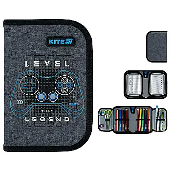 Пенал Kite 1 від., 2 відв., з наповненням 622H Level UP, K26-622H-6
