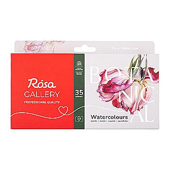 Набір акварельних фарб 35*2,5 мл. "Botanical", кювета, Індіго метал. пенал, Rosa Gallery