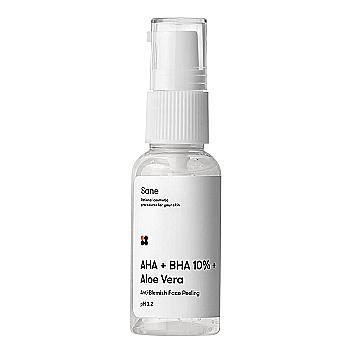 Пилинг для лица с экстрактом алоэ + AHA + BHA 10%, "Sane"