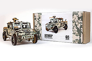 Конструктор деревянный 3D "Хамер" дет 65, 11*21*10 см, 65-00743, PuzzleOk