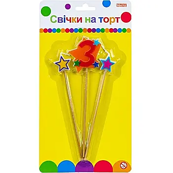 Свічки Stars "3" висотою 4,5 см, 3 шт.