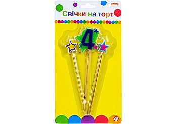 Свічки Stars "4" висотою 4,5 см, 3 шт.