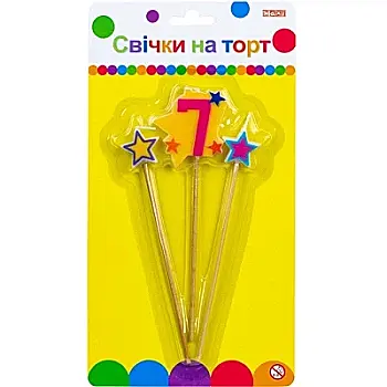 Свічки Stars "7" висотою 4,5 см, 3 шт.