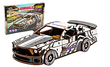 Конструктор дерев’яний 3D "Muscle Car", білий колір, Puz-00945, PuzzleOk