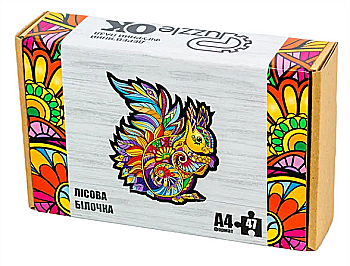 Пазл дерев’яний Фігурний "Лісова Білочка" A4 в картонній упаковці, PuzzleOk