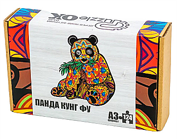 Пазл дерев’яний Фігурний "Панда Кунг Фу" A3 в картонній упаковці, PuzzleOk