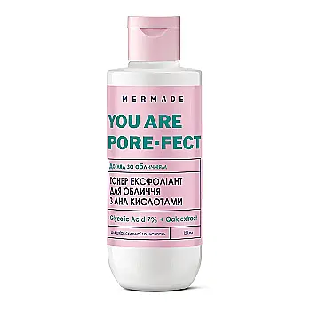 Тонер ексфоліант для обличчя з АНА кислотами "Glycolic Acid & Oak extract" 150 мл, MRAC003, Mermade