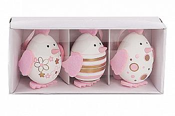 Набор пасхальных украшений "Курочка" 6 см, 3 шт, цвет розовый, 781-938