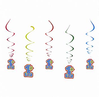 Декорация Подвеска "1st Birthday party" boy, 5 шт, пластмасса, бумага, F-9035407 Декорация Подвеска "1st Birthday party" boy, 5 шт, пластмасса, бумага, F-9035407
