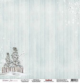 Папір для скрапбукінгу 30,5*30,5 см 180 гр/м одност. Зимовий ранок. Засніжений ліс