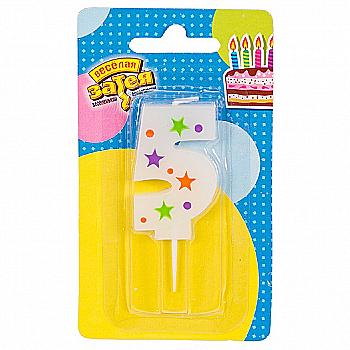 Свічка-цифра "5" Зірки, 5 см, 1502-4229